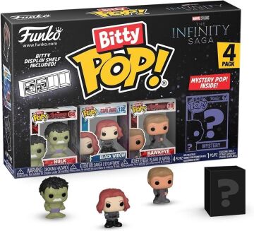 Funko Bitty Pop! Marvel – Hulk 4PK – Hulk, Black Widow, Hawkeye ve Sürpriz Mini Gizem Figürü – 2,2 cm – Marvel Comics Koleksiyonlanabilir – İstiflenebilir raf dahil, hediye fikri