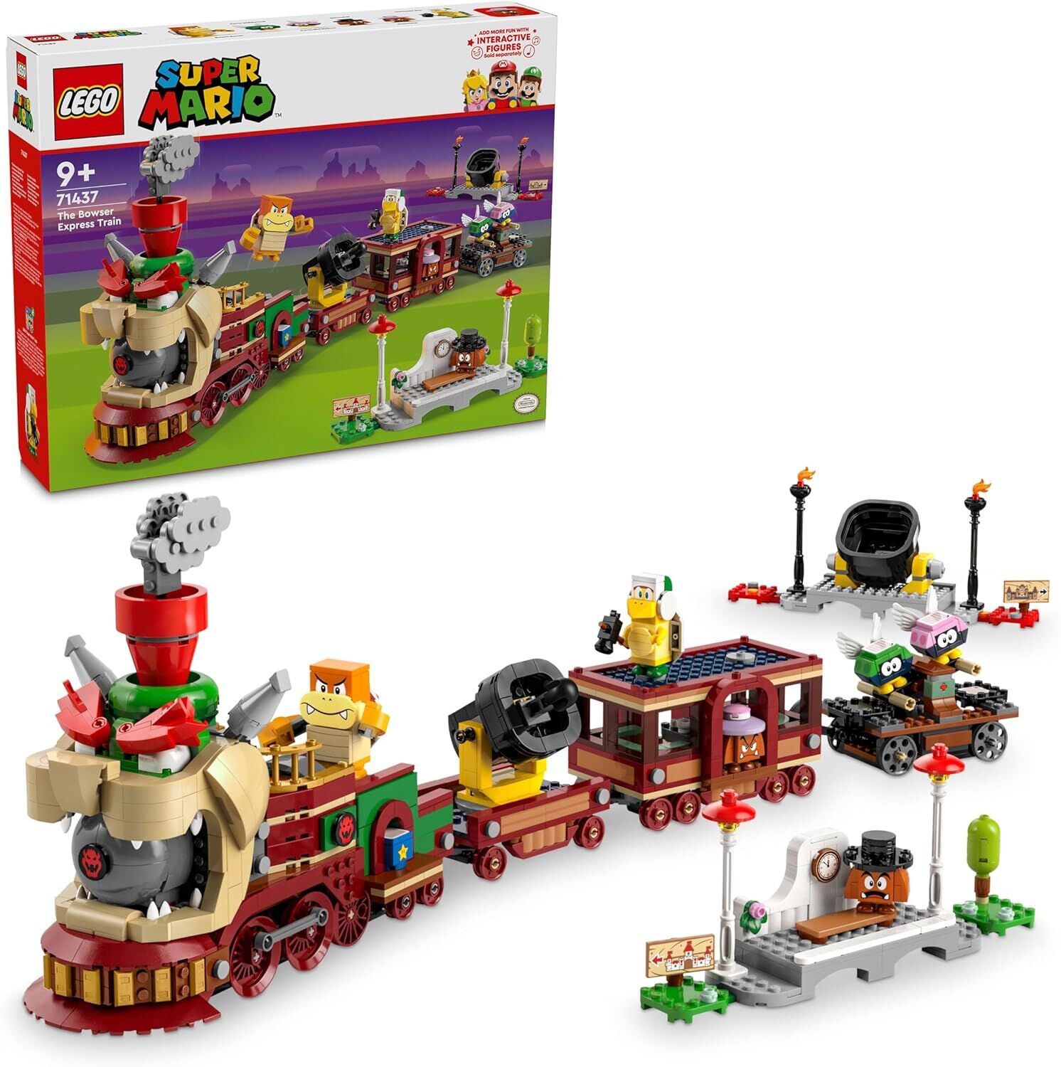 LEGO Super Mario Bowser Ekspres Treni 71437-9 Yaş ve Üzeri Çocuklar için Nintendo Karakteri İçeren Yaratıcı Oyuncak Yapım Seti (1392 Parça)