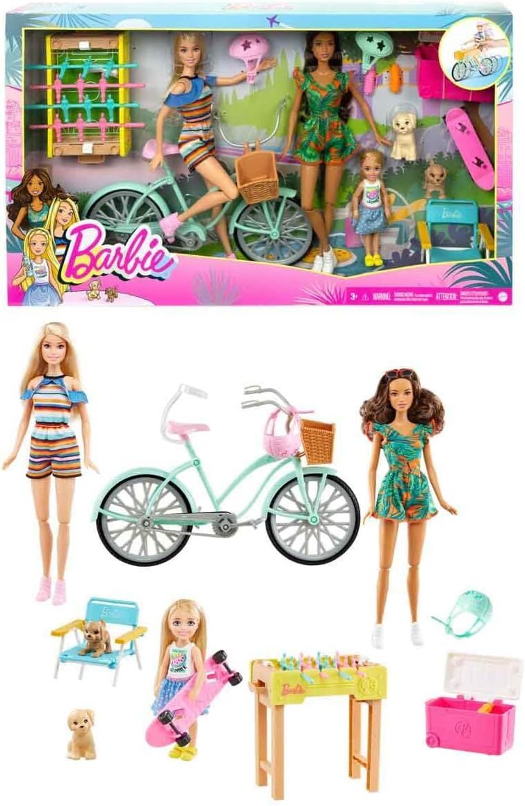 Barbie Mattel - Holiday Fun bebek, bisiklet ve aksesuarlar (GXF32)