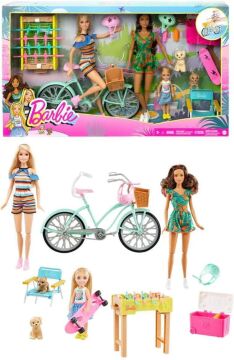 Barbie Mattel - Holiday Fun bebek, bisiklet ve aksesuarlar (GXF32)