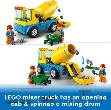 LEGO® City Beton Mikseri 60325-4 Yaş ve Üzeri Çocuklar için Gerçekçi Oyuncak İnşaat Aracı Yapım Seti (85 Parça)