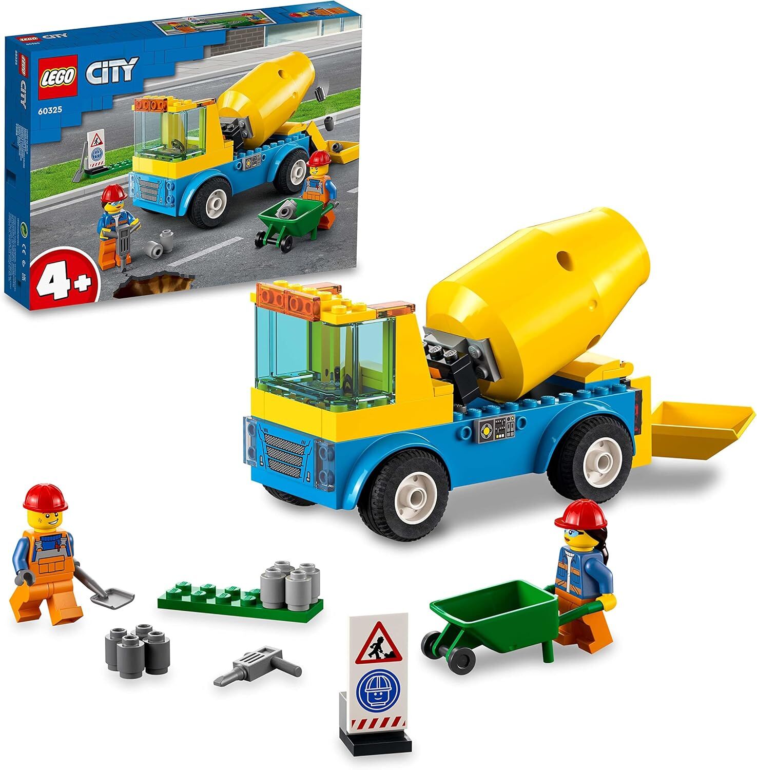 LEGO® City Beton Mikseri 60325-4 Yaş ve Üzeri Çocuklar için Gerçekçi Oyuncak İnşaat Aracı Yapım Seti (85 Parça)