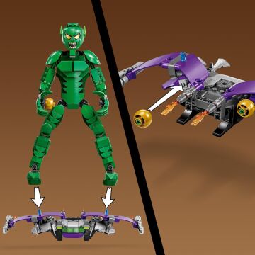 LEGO Marvel Green Goblin Yapım Figürü 76284 - Çocuklar için Planör ve Balkabağı Bombaları İçeren Yaratıcı Oyuncak Yapım Seti (471 Parça)