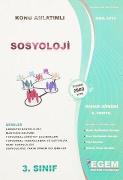 Açıköğretim Sosyoloji 3. Sınıf 6. Yarıyıl Bahar Dönemi Konu Anlatımlı Soru Bankası