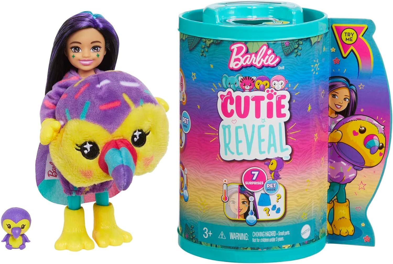 Barbie Cutie Reveal Bebekler Chelsea Tropikal Orman Serisi - Kuş, 3 yaş ve üzeri, HKR16