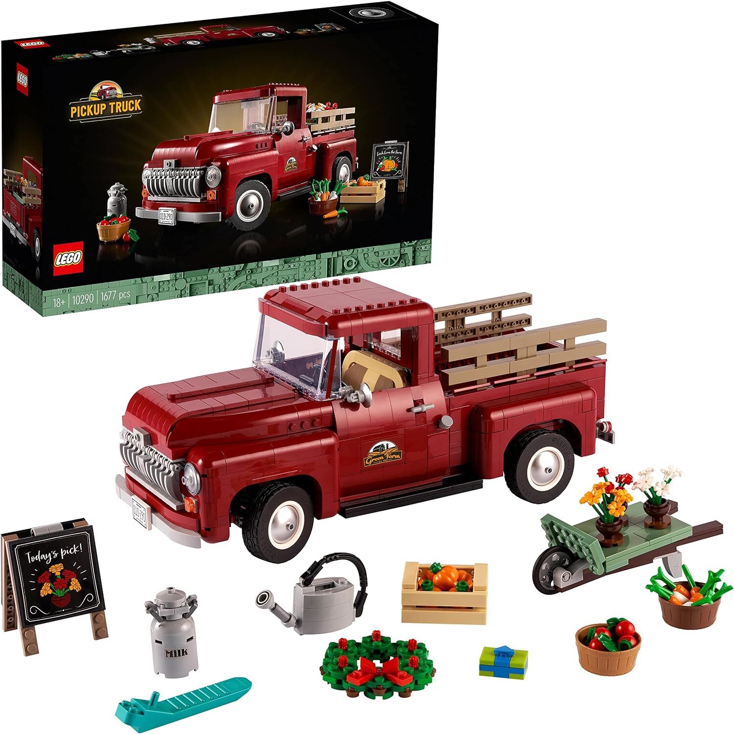 LEGO® Icons Kamyonet 10290 Yetişkinler için Yapım Seti; 1950’lerden Orijinal Klasik bir Kamyonet Yapın ve Sergileyin (1677 Parça)