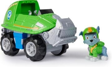 PAW PATROL Jungle Pups Rocky figürlü Kaplumbağa Aracı (temel araç), 3 yaşından büyük çocuklar için oyuncak
