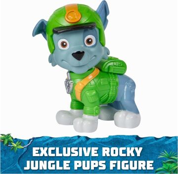 PAW PATROL Jungle Pups Rocky figürlü Kaplumbağa Aracı (temel araç), 3 yaşından büyük çocuklar için oyuncak