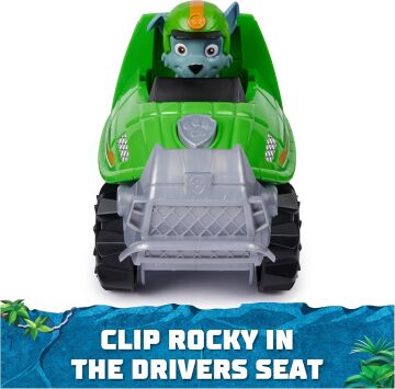 PAW PATROL Jungle Pups Rocky figürlü Kaplumbağa Aracı (temel araç), 3 yaşından büyük çocuklar için oyuncak
