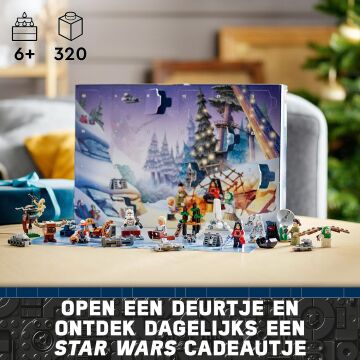 LEGO® Star Wars™ Yılbaşı Takvimi 2023 75366-6 Yaş ve Üzeri Star Wars Seven Çocuklar için 9 Karakter ve 15 Mini Model İçeren Yaratıcı Oyuncak Yapım Seti (320 Parça)