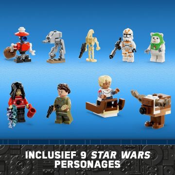 LEGO® Star Wars™ Yılbaşı Takvimi 2023 75366-6 Yaş ve Üzeri Star Wars Seven Çocuklar için 9 Karakter ve 15 Mini Model İçeren Yaratıcı Oyuncak Yapım Seti (320 Parça)