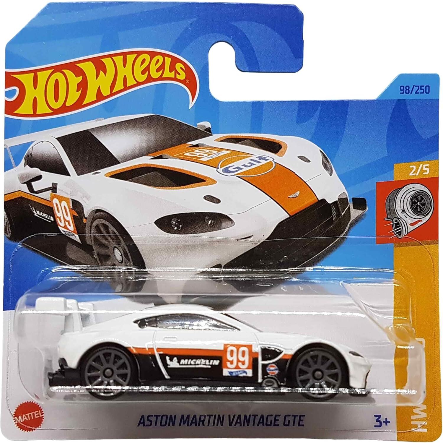 Hot Wheels - Aston Martin Vintage GTE - HW Turbo 2/5 - HKK84 - Short Card - Gulf Design - Michelin - Mattel 2023