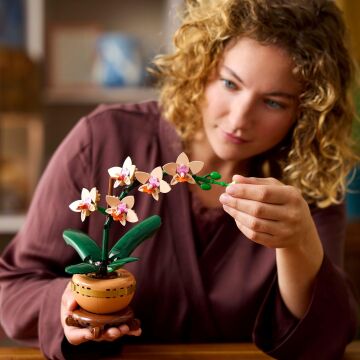 LEGO Botanicals Mini Orkide 10343 – Açık Renkli Terakota Saksı ve Ahşap Efektli Kaide İçeren Yetişkin Kadın ve Erkekler için Dekoratif Çiçek Yapım Seti, Ev ve Ofis Dekorasyonu Hediye Fikri (274 Parça)