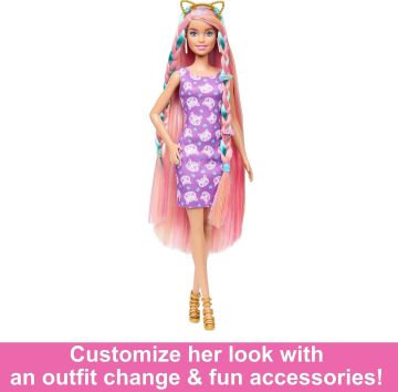 Barbie Upuzun Muhteşem Saçlı Bebekler Pembe Saçlı Bebek, Oyuncak