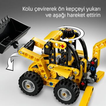 LEGO Technic Kazıcı Yükleyici 42197 – 7 Yaş ve Üzeri Kız ve Erkek Çocukları için Arka Kazıcı, Kepçe ve Dengeleyici İçeren Yapım Seti, Hediye Fikri (104 Parça)