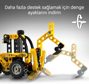 LEGO Technic Kazıcı Yükleyici 42197 – 7 Yaş ve Üzeri Kız ve Erkek Çocukları için Arka Kazıcı, Kepçe ve Dengeleyici İçeren Yapım Seti, Hediye Fikri (104 Parça)