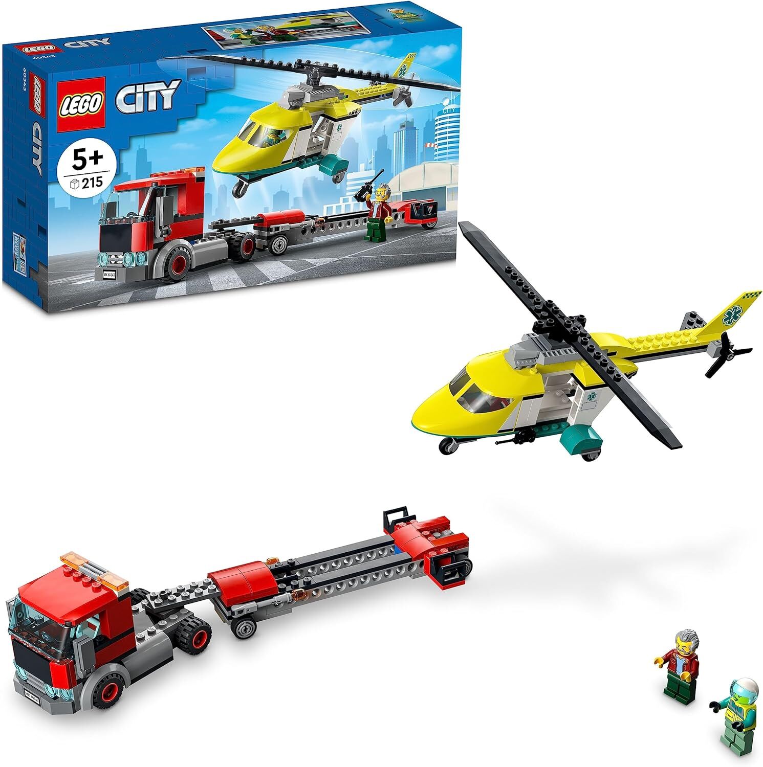 LEGO® City Kurtarma Helikopteri Nakliyesi 60343-5 Yaş ve Üzeri Çocuklar için Oyuncak Yapım Seti (215 Parça)