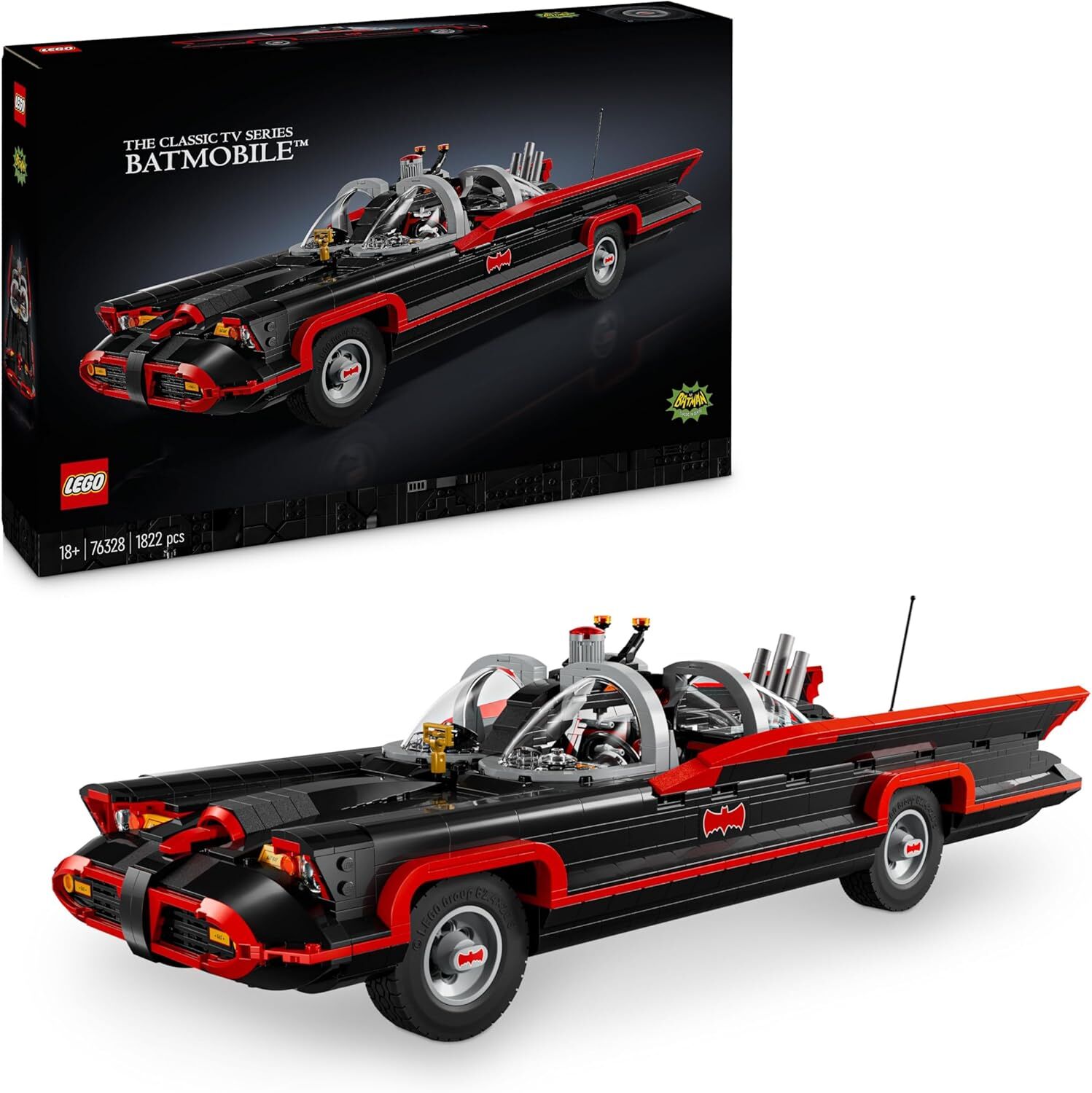 LEGO DC Batman: Klasik TV Dizisi Batmobile 76328 - Yetişkin Süper Kahraman Hayranları için Koleksiyonluk Yapım Seti (1822 Parça)