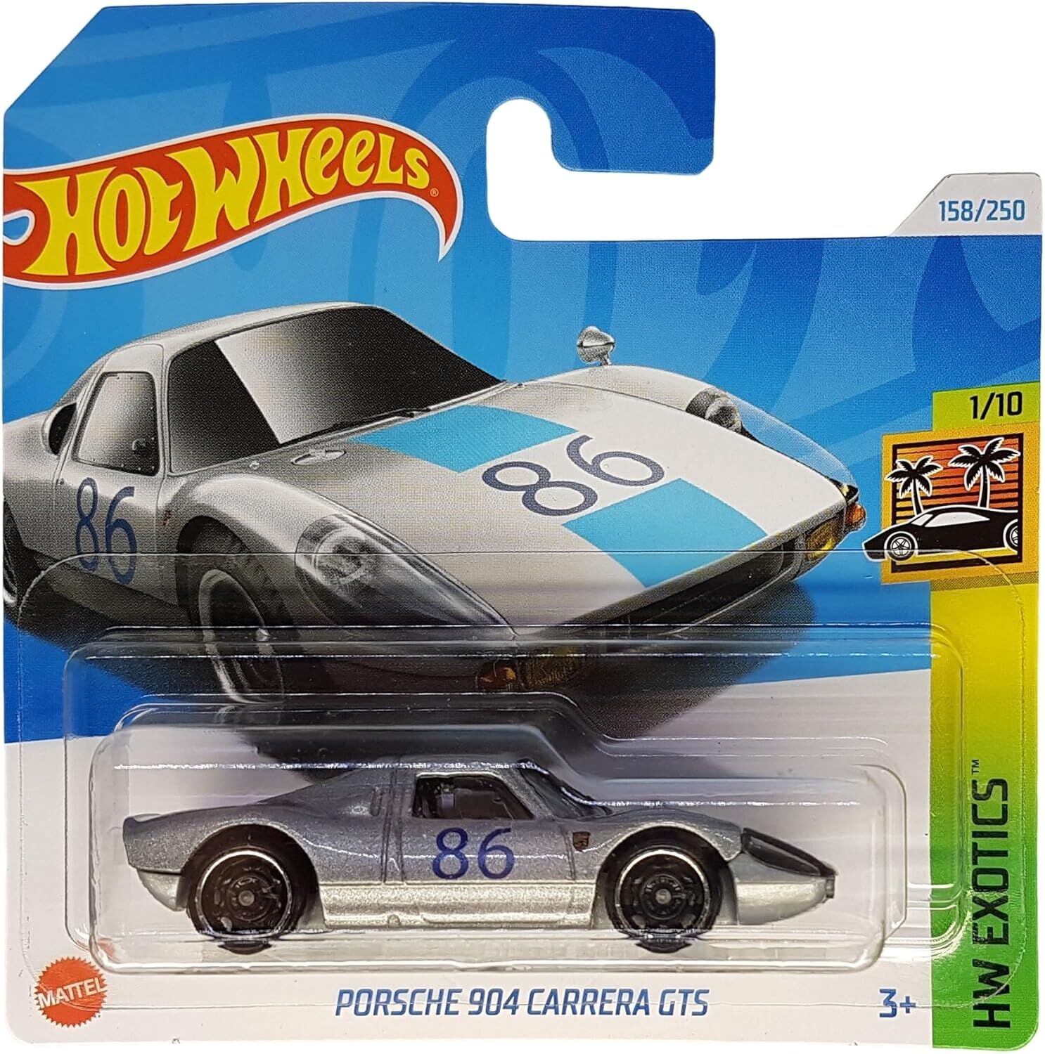 Hot Wheels - Porsche 904 Carrera GTS - HW Exotics 1/10 - HRY73 - Kısa Kart - Gümüş Metalik - Mattel 2024 - 1:64