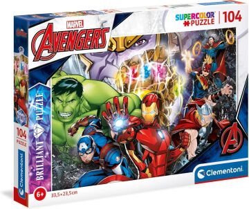 Clementoni - 104 Parça Brilliant Puzzle - Marvel