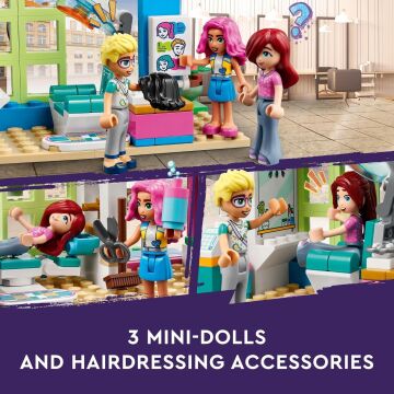 LEGO® Friends Kuaför Salonu 41743-6 Yaş ve Üzeri Çocuklar için 3 Mini Bebek ve Aksesuarlar İçeren Yaratıcı Oyuncak Yapım Seti (401 Parça)