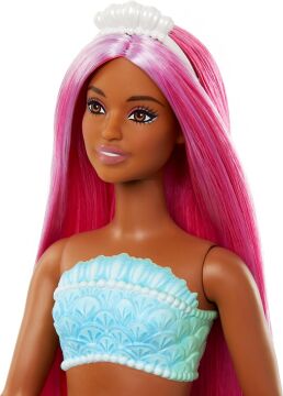 Barbie Dreamtopia Deniz Kızı Bebekler - Kırmızı Kuyruk Beyaz Taç