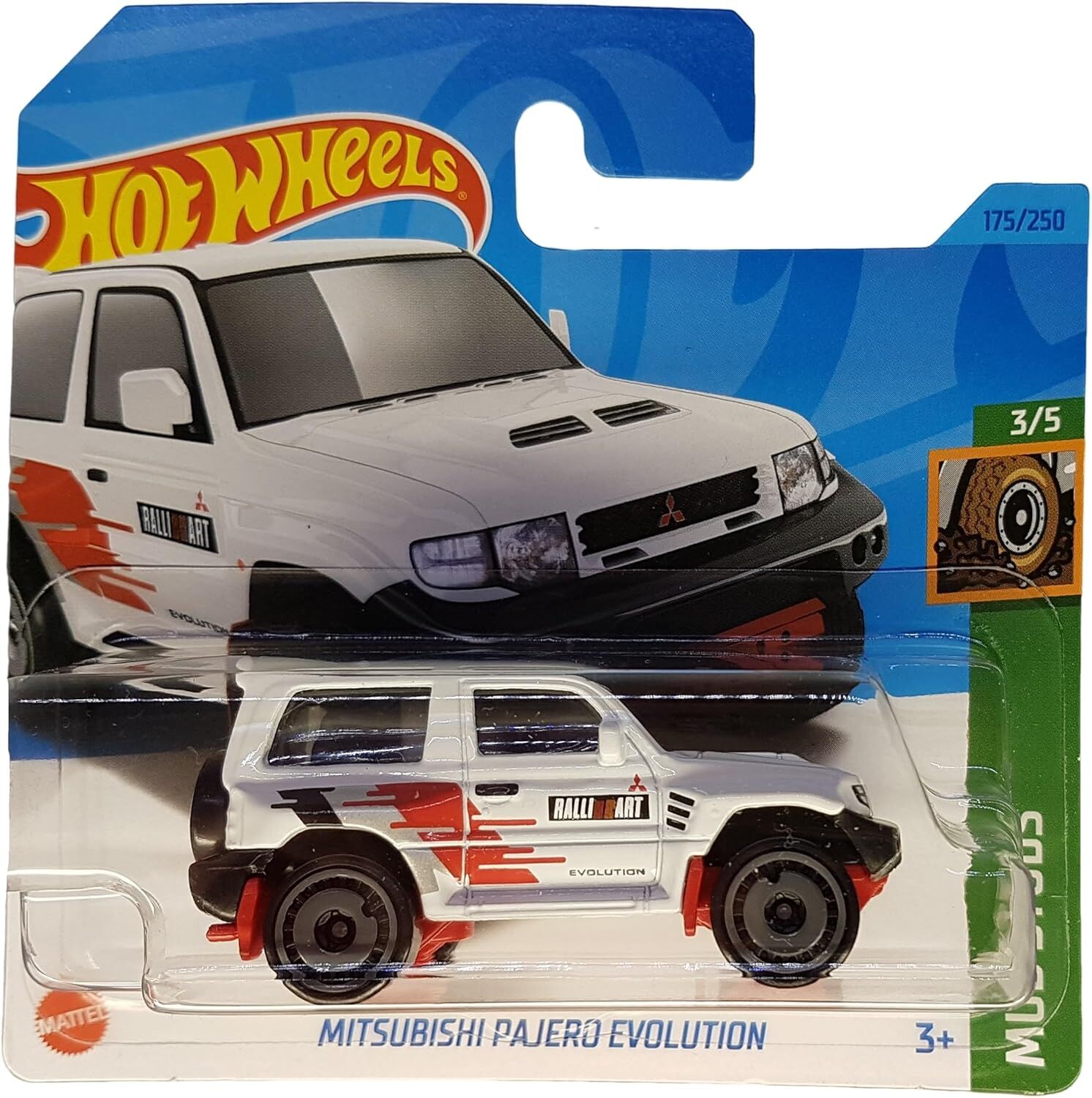 Hot Wheels - Mitsubishi Bajero Evolution - Mud Studs 3/5 - HKK36 - Short Card - beyaz - Rally Art - Mattel 2023