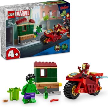 LEGO Marvel Motosikletli Iron Man ve Hulk 76287-4 Yaş ve Üzeri Süper Kahraman Sevenler İçin Avengers Minifigürleri İçeren Yaratıcı Oyuncak Yapım Seti (68 Parça)