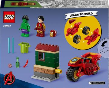 LEGO Marvel Motosikletli Iron Man ve Hulk 76287-4 Yaş ve Üzeri Süper Kahraman Sevenler İçin Avengers Minifigürleri İçeren Yaratıcı Oyuncak Yapım Seti (68 Parça)