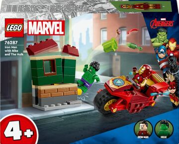 LEGO Marvel Motosikletli Iron Man ve Hulk 76287-4 Yaş ve Üzeri Süper Kahraman Sevenler İçin Avengers Minifigürleri İçeren Yaratıcı Oyuncak Yapım Seti (68 Parça)