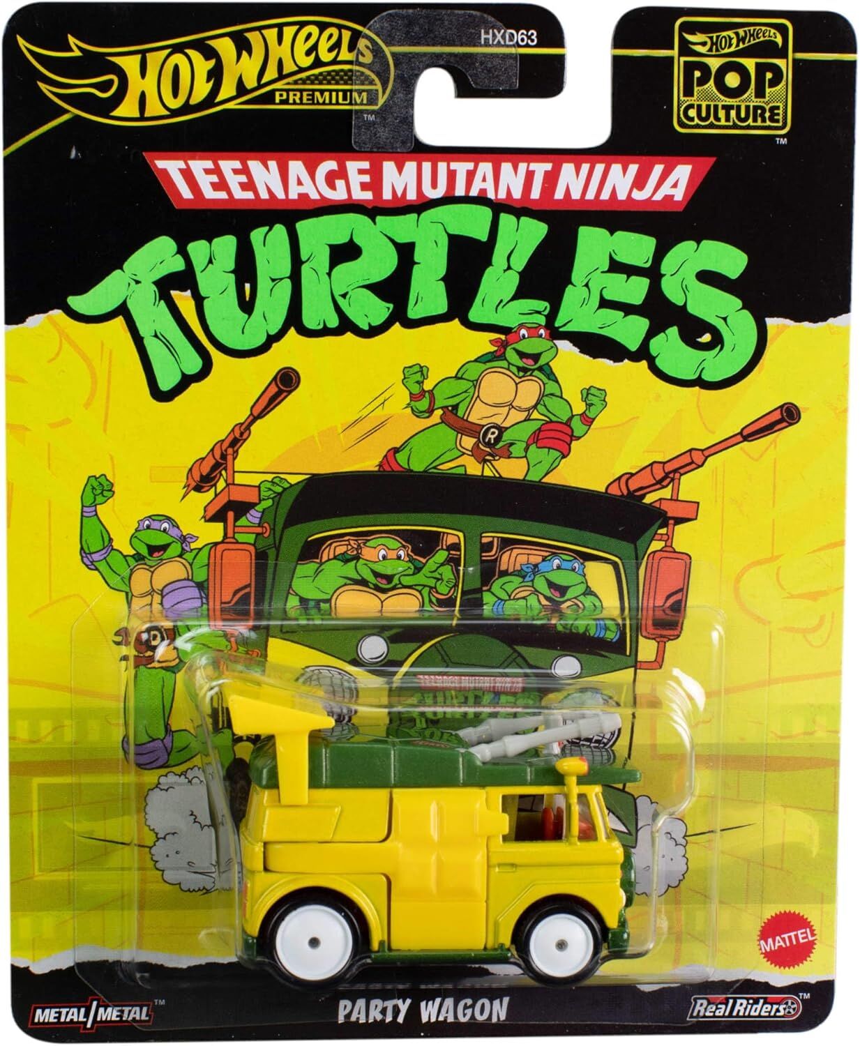 Hot Wheels Ninja Kaplumbağalar TMNT Model Parti Vagonu Cast - Ölçek 1:64 - Uzunluk 7 cm Pop Kültür HXF04