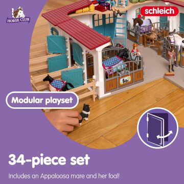 Schleich Horse Club — 34 Parça Stall Oyun Seti, Kısrak ve Tay Figürinli Kararlı Oyun Seti Uzantısı, 5 Yaş ve Üzeri Kız ve Erkek Çocuklar için Oyuncaklar