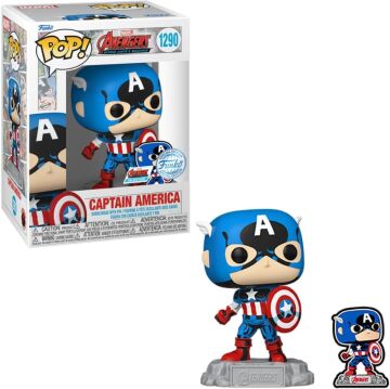 Funko Pop! & Pin: Yenilmezler: Dünyanın En Güçlü Kahramanları - 60. Yıldönümü, Pin ile Kaptan Amerika, Amazon Exclusive