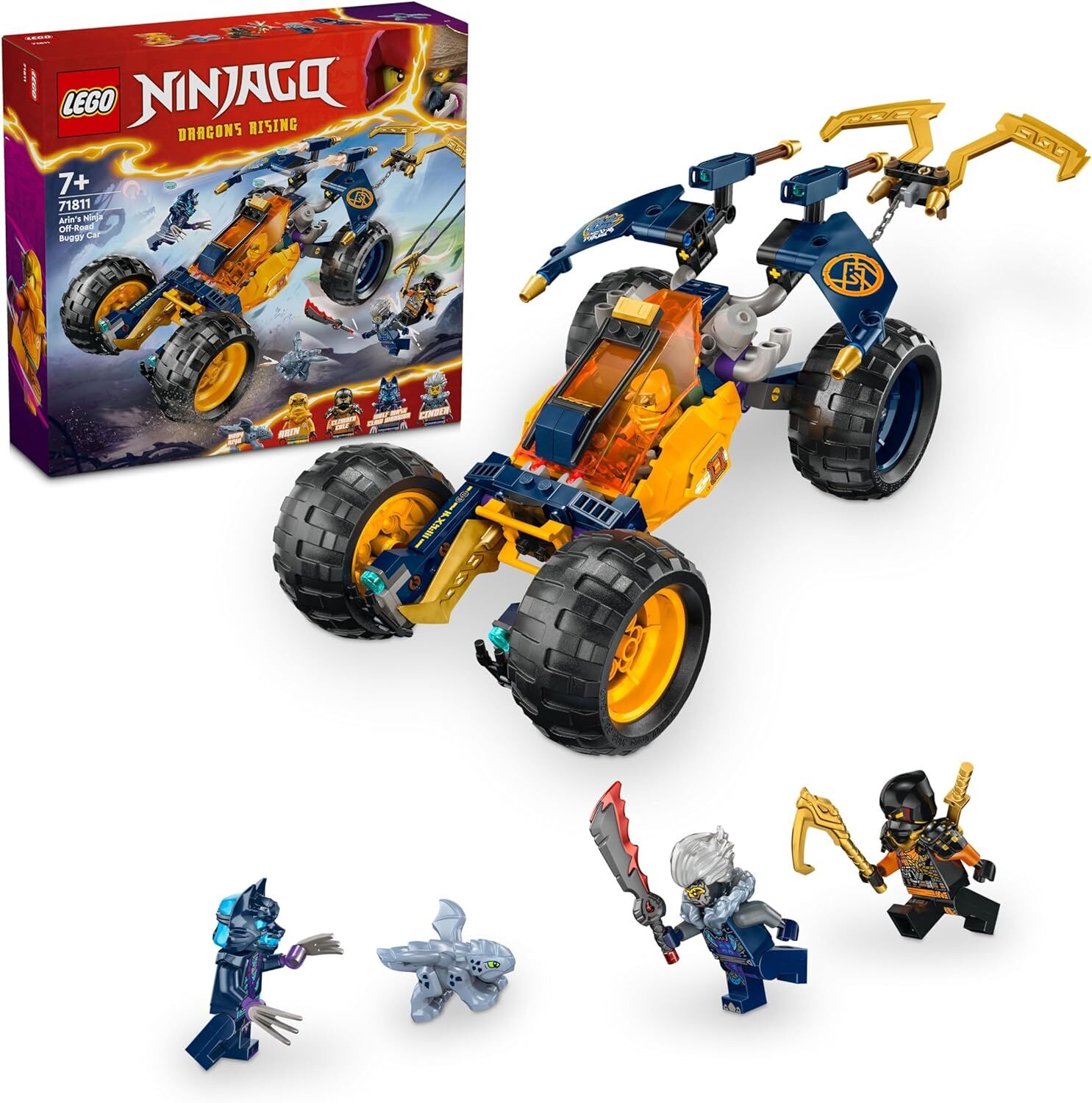 LEGO NINJAGO Arin’in Ninja Arazi Buggy Arabası 71811-7 Yaş ve Üzeri Çocuklar için 3 Ninja Minifigürü İçeren Yaratıcı Oyuncak Yapım Seti (267 Parça) NINJAGO Arinin Ninja Arazi Buggy Arabası 71811