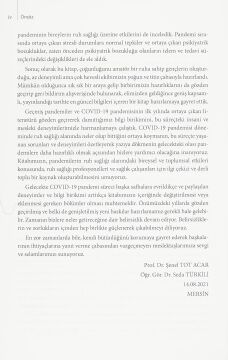 COVİD-19 Sürecinden Yansımalarla Psikiyatri Penceresinden Pandemi