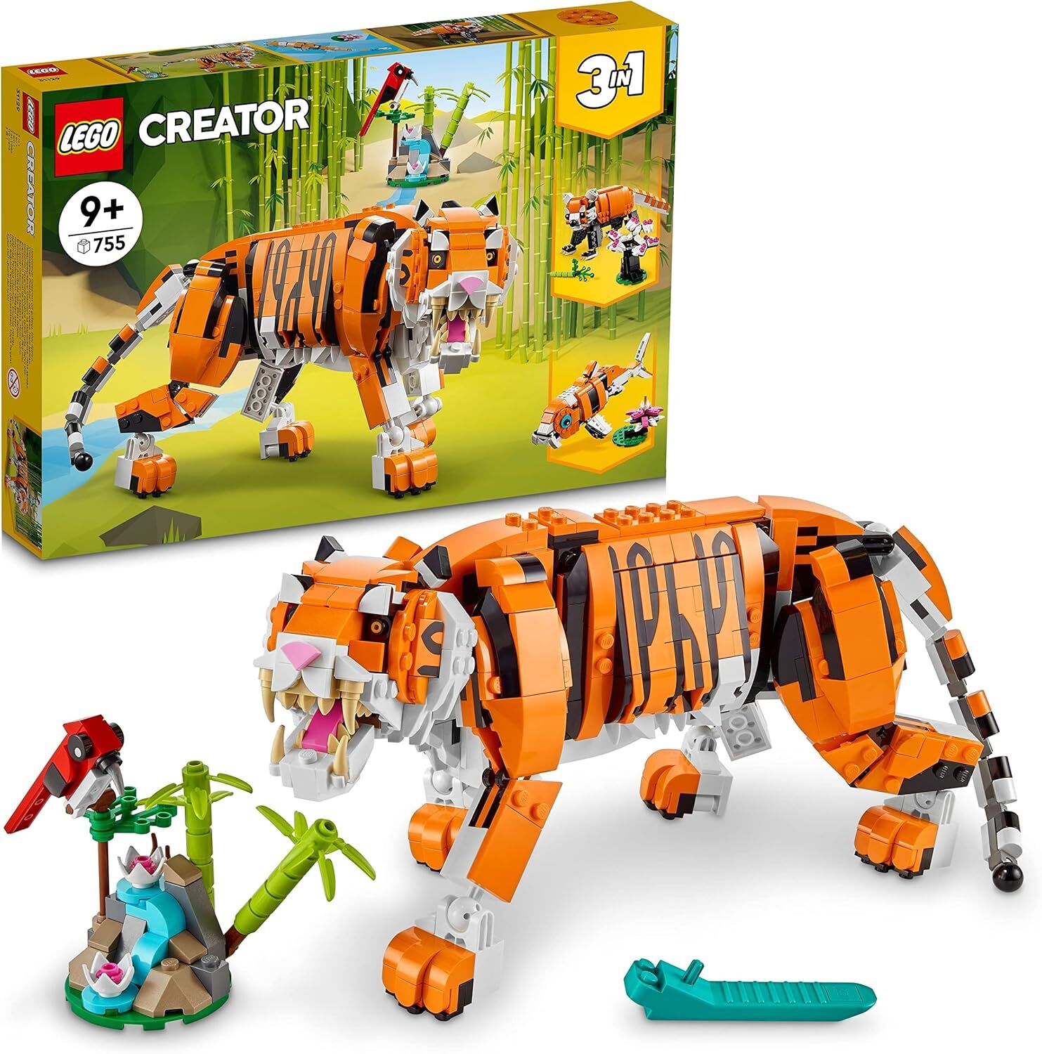 LEGO® Creator 3’ü 1 Arada Muhteşem Kaplan 31129-9 Yaş ve Üzeri Çocuklar için Kaplan, Kırmızı Panda ve Koi Balığı İçeren Oyuncak Yapım Seti (755 Parça)