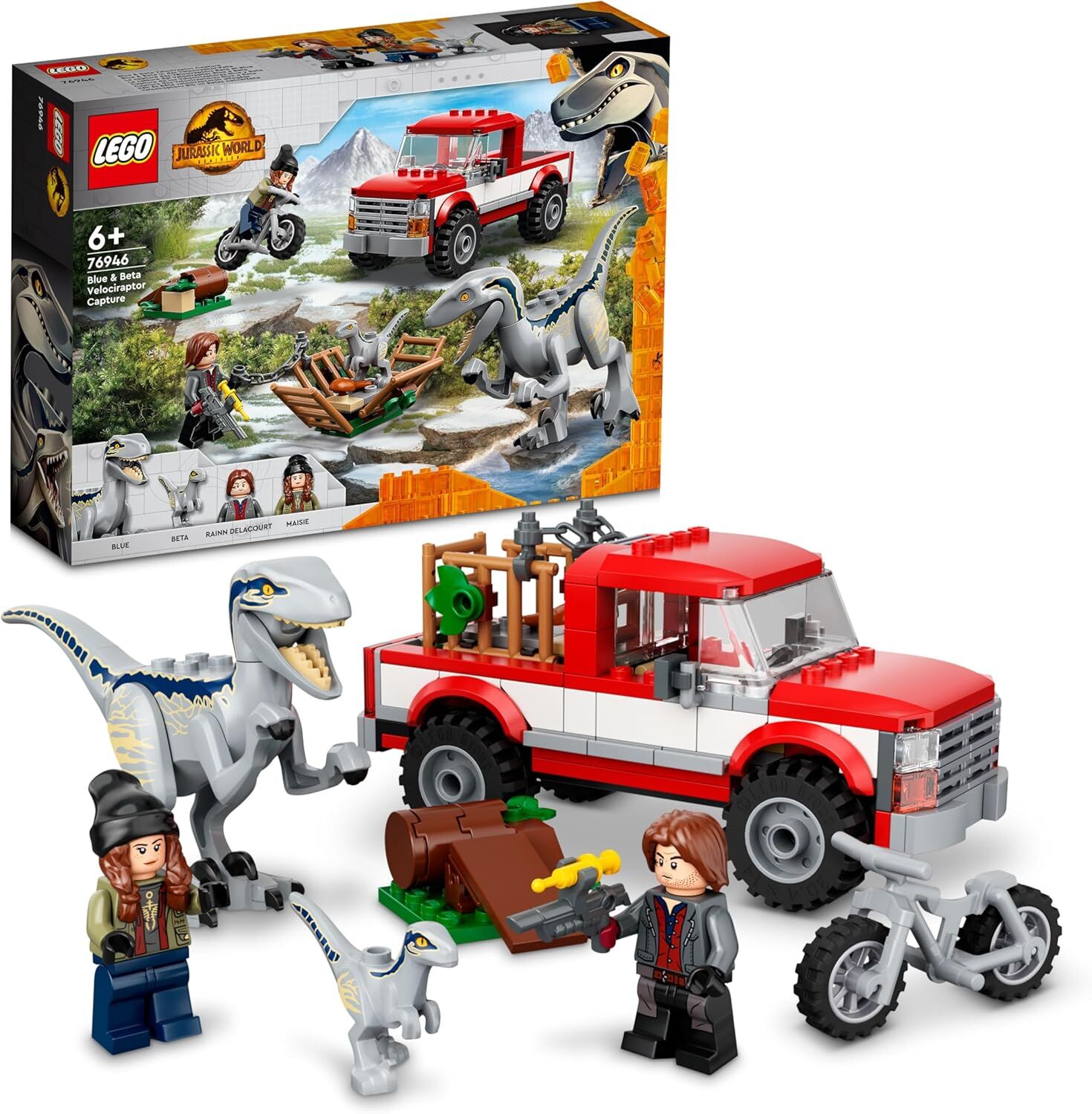 LEGO® Jurassic World Blue ve Beta Velociraptor Yakalama 76946-6 Yaş ve Üzeri Çocuklar için Dinozor Oyuncağı Yapım Seti (181 Parça)
