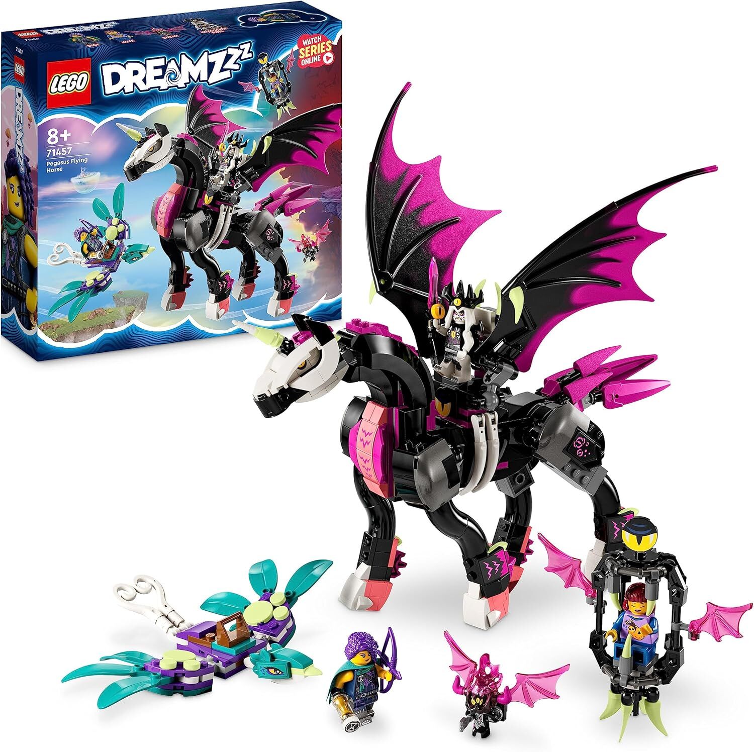 LEGO® DREAMZzz™ Uçan At Pegasus 71457-8 Yaş ve Üzeri Macera Sever Çocuklar için 2 Farklı Yapım Seçeneği Sunan Yaratıcı Oyuncak Yapım Seti (482 Parça)