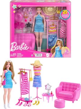 Barbie'nin Kıyafet ve Aksesuar Askısı Oyun Seti