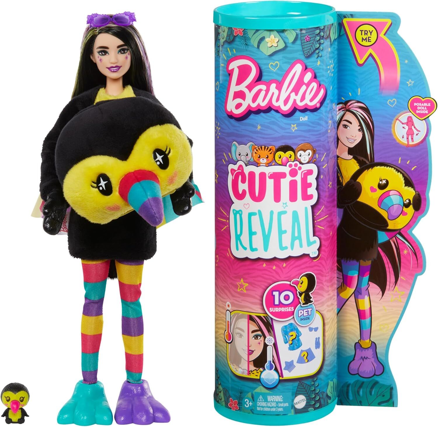 Barbie Cutie Reveal Bebekler Tropikal Orman Serisi - Tukan, 3 yaş ve üzeri, HKR00
