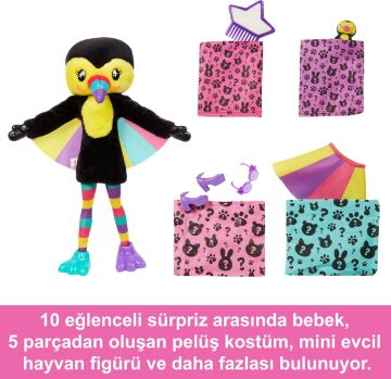 Barbie Cutie Reveal Bebekler Tropikal Orman Serisi - Tukan, 3 yaş ve üzeri, HKR00