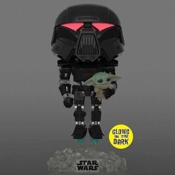 Star Wars: The Mandalorian - Dark Trooper Holding Grogu [The Child] Glow-in-The-Dark Exclusive Funko Pop! Vinil Figür (Uyumlu Pop Box Koruyucu Kılıf ile birlikte)