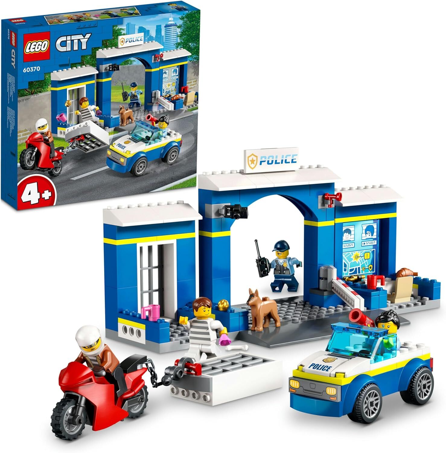 LEGO 4 Yaş ve Üzeri Çocuklar için City Polis Merkezi Takibi 60370 Oyuncak Yapım Seti (172 Parça)