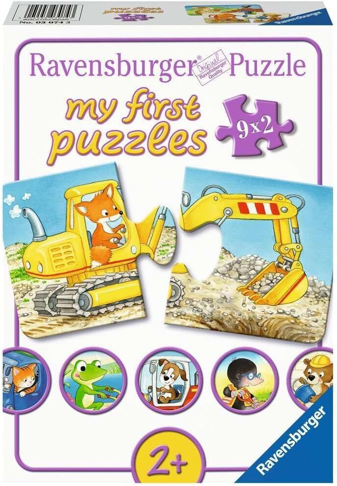Ravensburger 30743 İnşaatçı Hayvanlar Çocuk Puzzle, 9x2 Parça