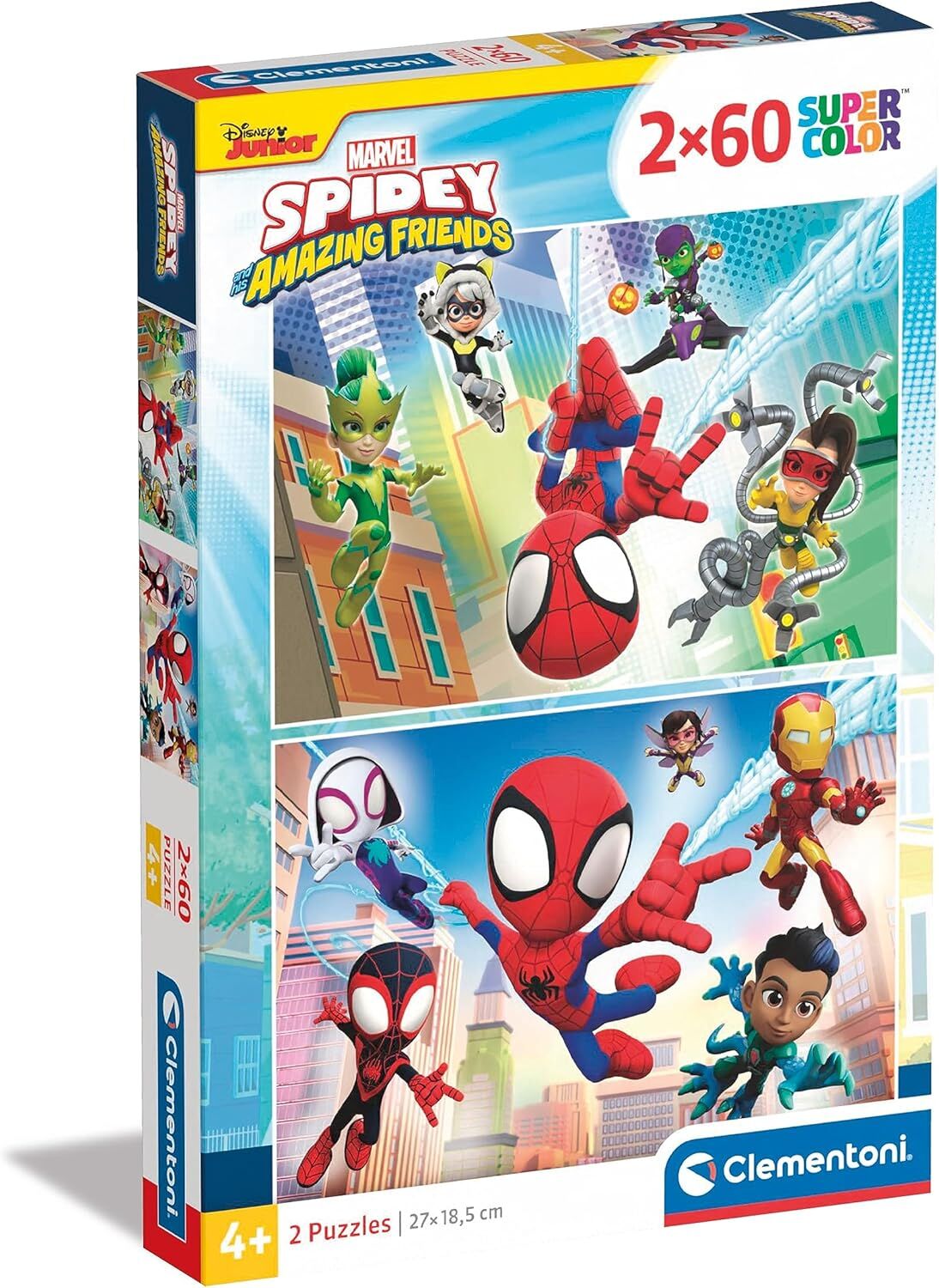 Clementoni 21625 Marvel Örümcek ve Inanılmaz Arkadaşları Süper Renkli Arkadaşlar-2x60 Parça (2 Dahil), Yapboz Çocuk 4 Yaş, Yapboz Karikatür, Kırmızı, Mavi, Beyaz