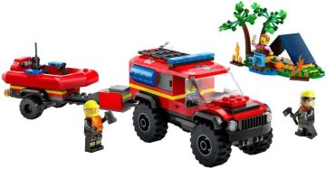 LEGO City 4x4 Kurtarma Botlu İtfaiye Kamyonu 60412-5 Yaş ve Üzeri Çocuklar için Kamp Çadırı ve İtfaiyeci Minifigürü İçeren Yaratıcı Oyuncak Yapım Seti (301 Parça)