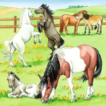Ravensburger 05129 3x49p Puz Ahırda Bir Gün, Çok Renkli