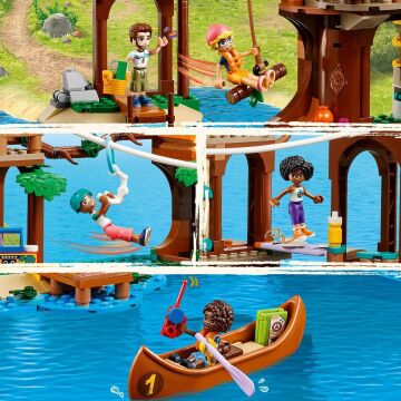 LEGO Friends Macera Kampı Ağaç Ev 42631-8 Yaş ve Üzeri Çocuklar için Leo, Aliya, Jamila ve Olly Minifigürü İçeren Yaratıcı Oyuncak Yapım Seti (1128 Parça)