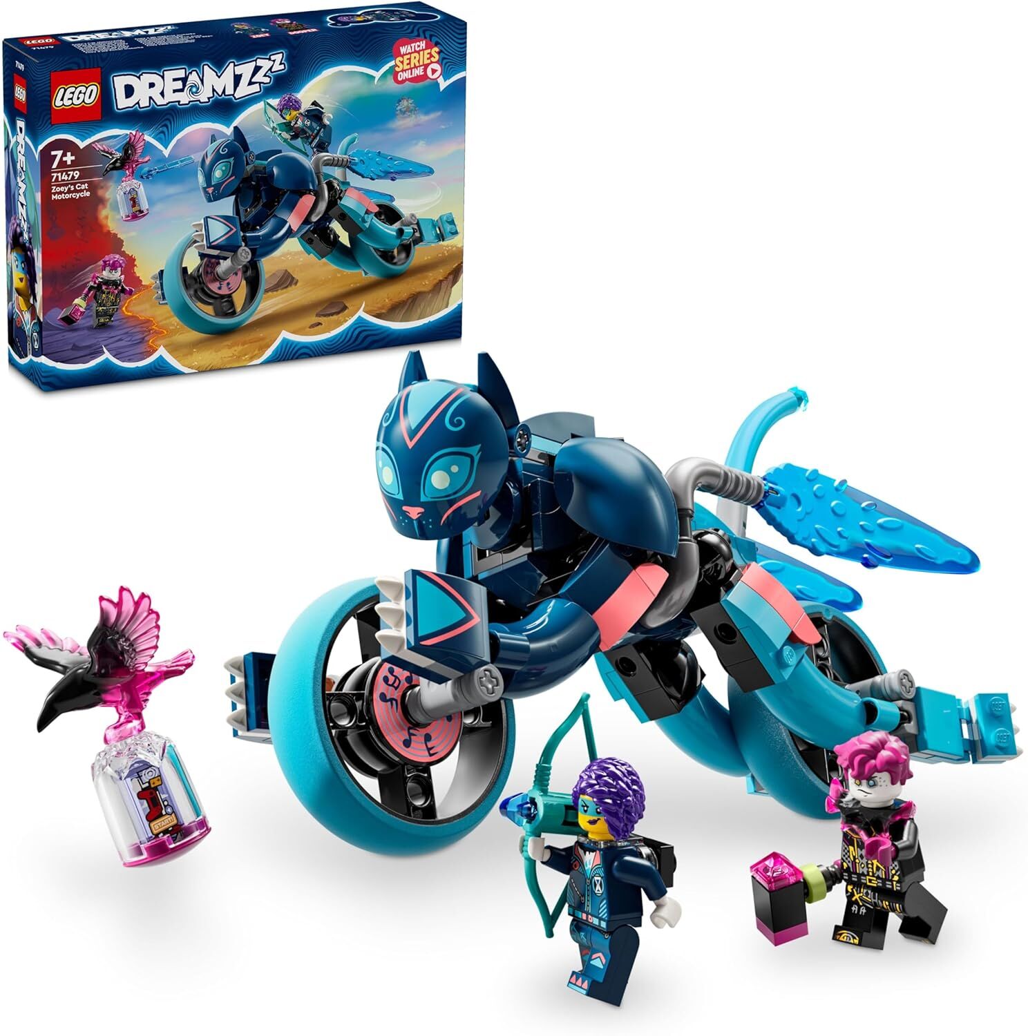LEGO DREAMZzz Zoey’nin Kedi Motosikleti 71479 – 7 Yaş ve Üzeri Çocuklar için 2 Minifigür İçeren Oyuncak Motosiklet Yapım Seti (226 Parça)