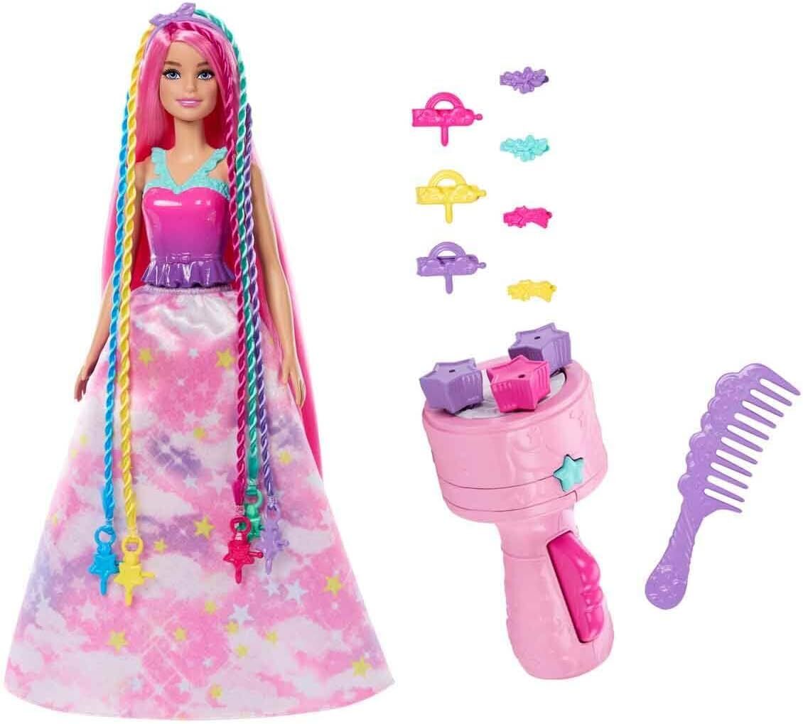 Barbie Dreamtopia Örgü Saçlı Bebek ve Aksesuarları Oyun Seti JCW55